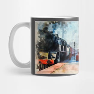 Steam Locomotive Pulling Into Station Mug